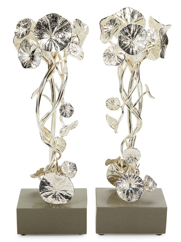 Michael Aram 2-Piece Silverplated Floral Sculpture Set